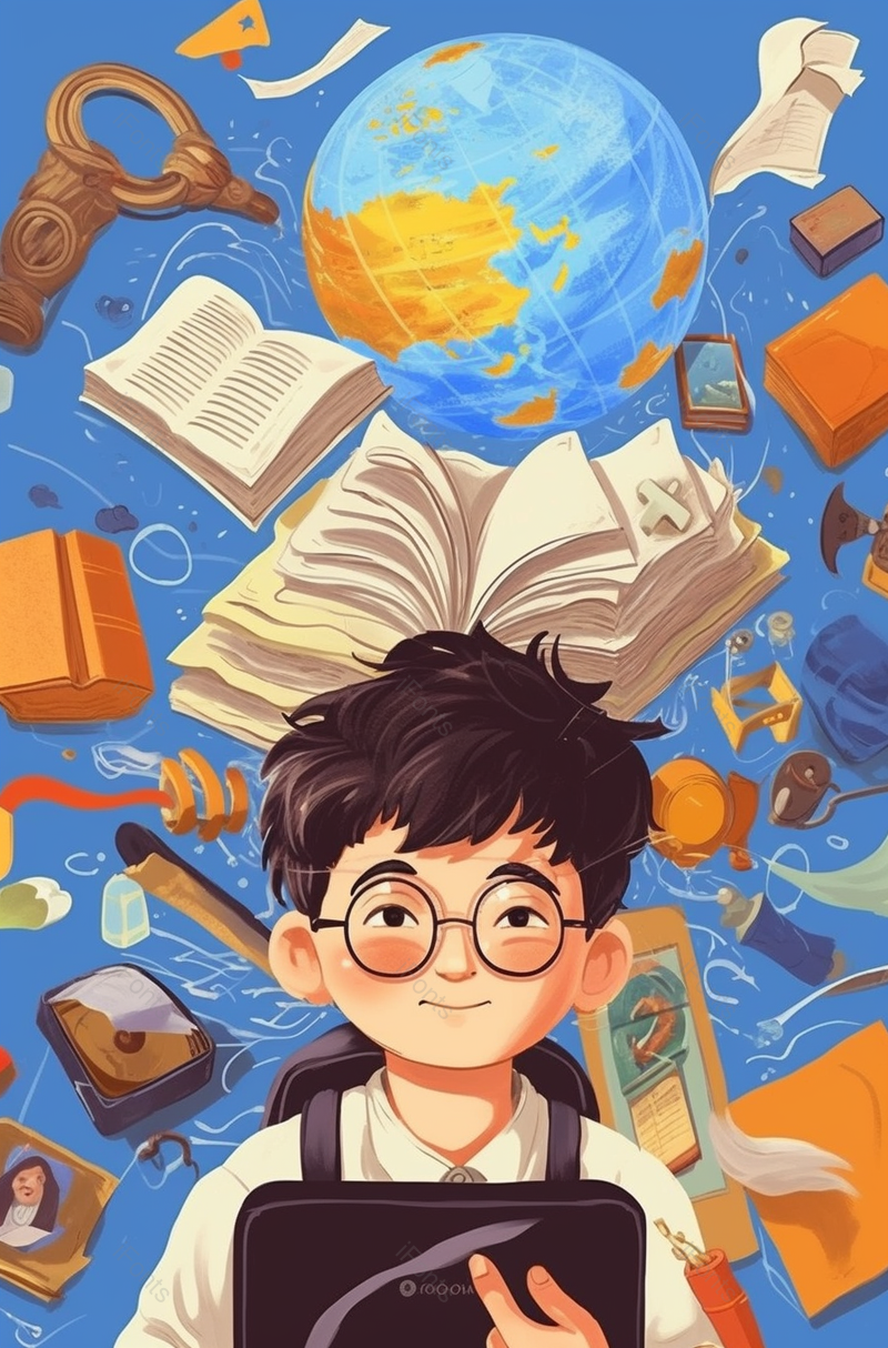 一位小学生暑期户外活动学习插画,插画/手绘图,插画/手绘图库,插画/手绘图下载,插画/手绘